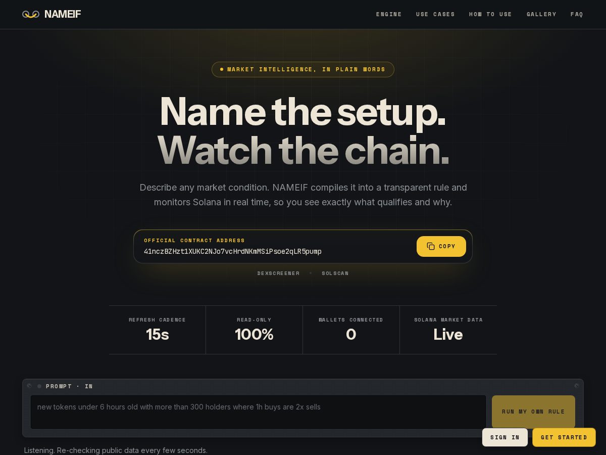 Landing-page snapshot of nameif.xyz