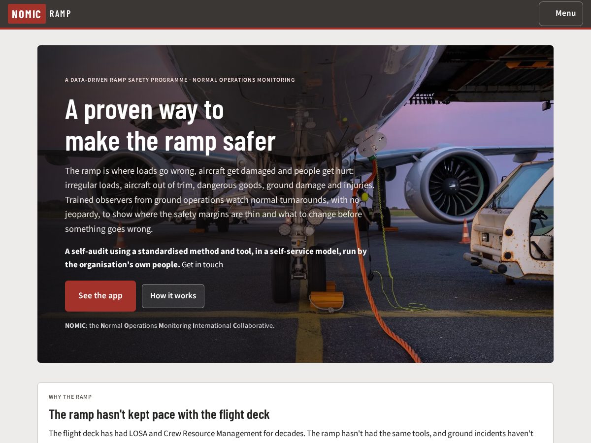 Landing-page snapshot of nomicramp.com
