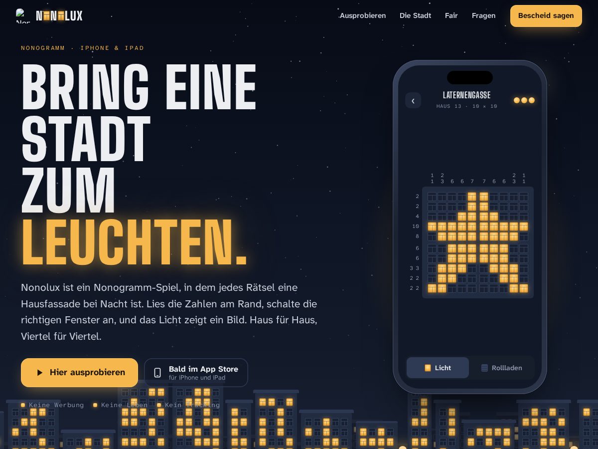 Landing-page snapshot of nonolux.app