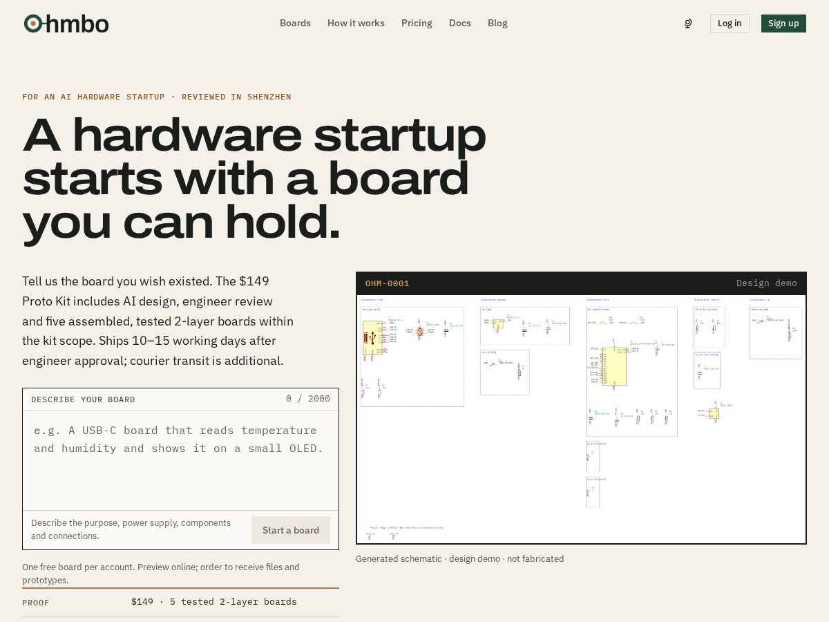 Landing-page snapshot of ohmbo.com