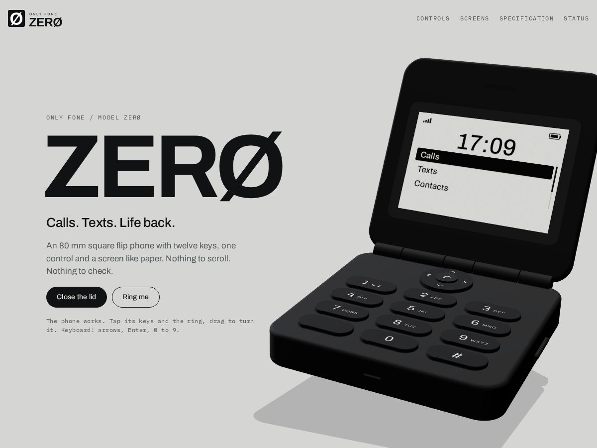 Landing-page snapshot of onlefone.com