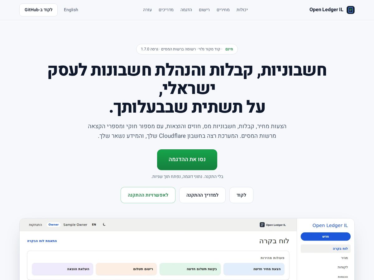 Landing-page snapshot of open-ledger.dev