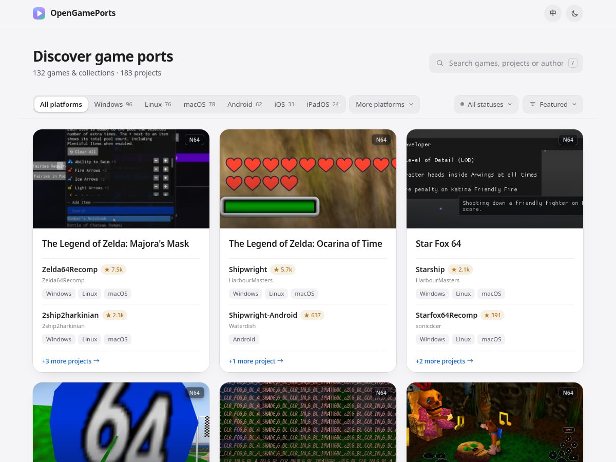 Landing-page snapshot of opengameports.com