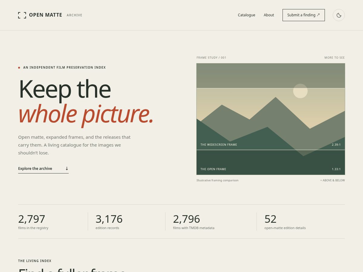 Landing-page snapshot of openmatte.net