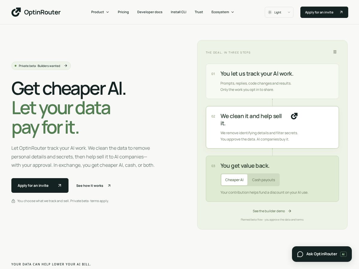 Landing-page snapshot of optinrouter.com