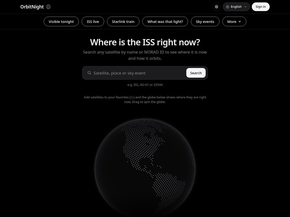 Landing-page snapshot of orbitnight.com