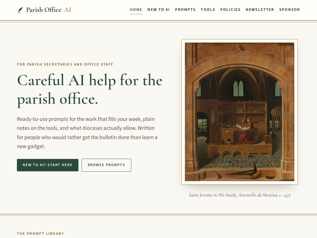 Landing-page snapshot of parishofficeai.com