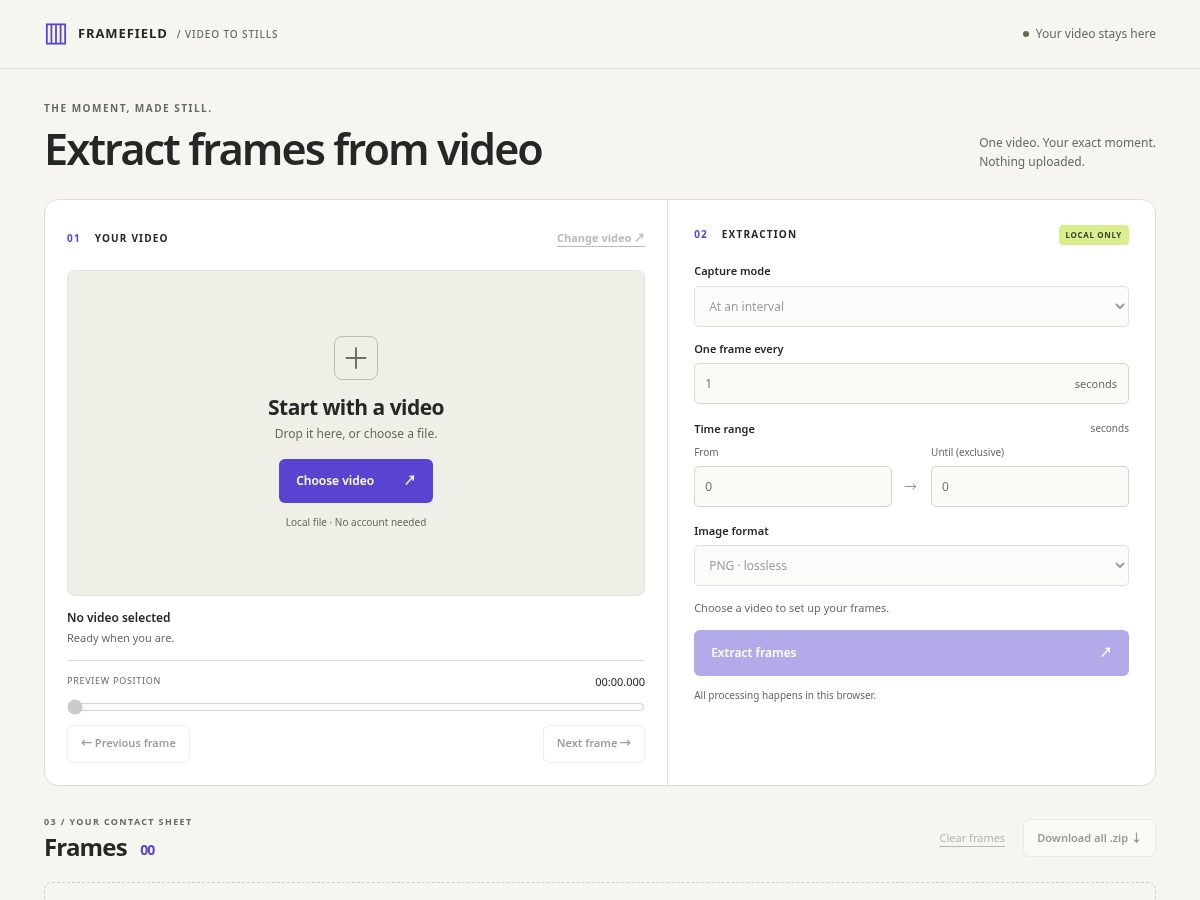 Landing-page snapshot of pickvideoframe.com