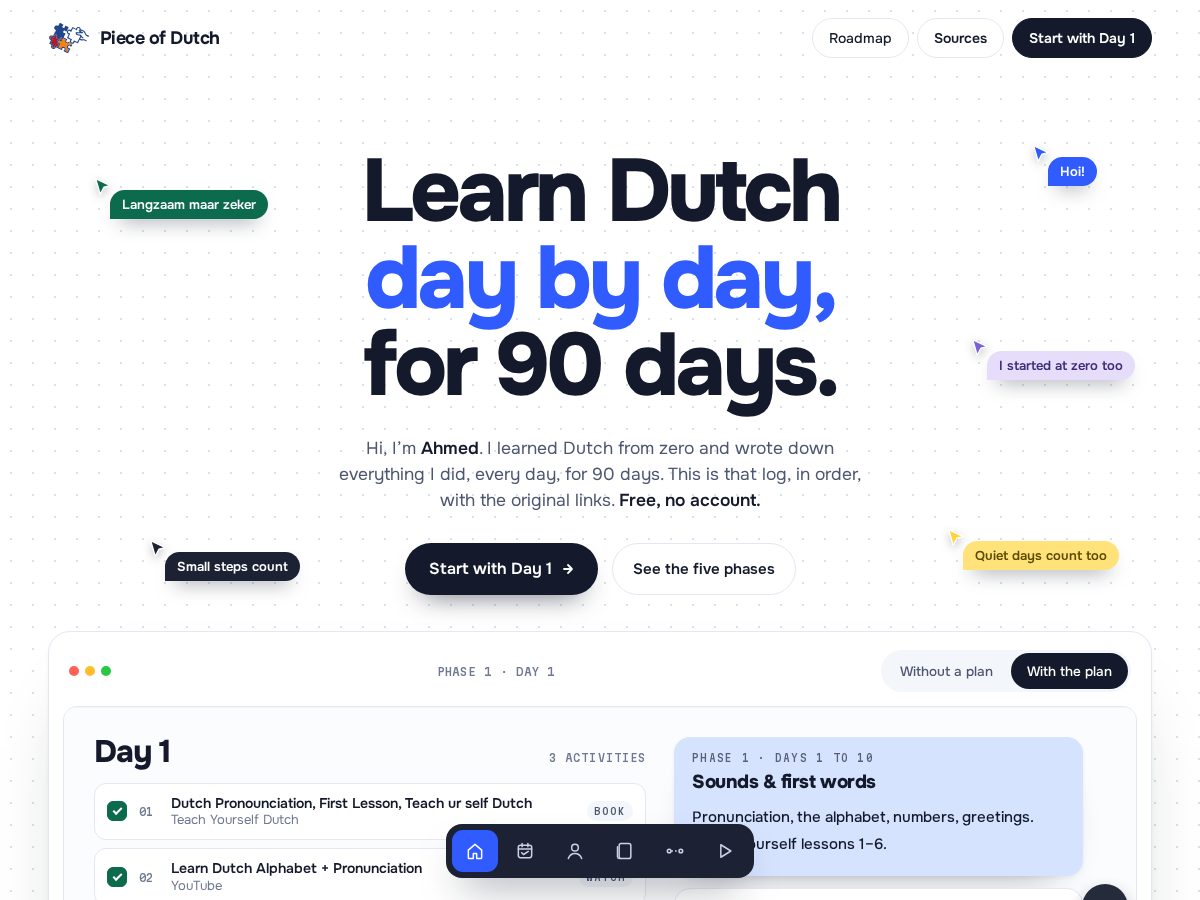 Landing-page snapshot of pieceofdutch.app