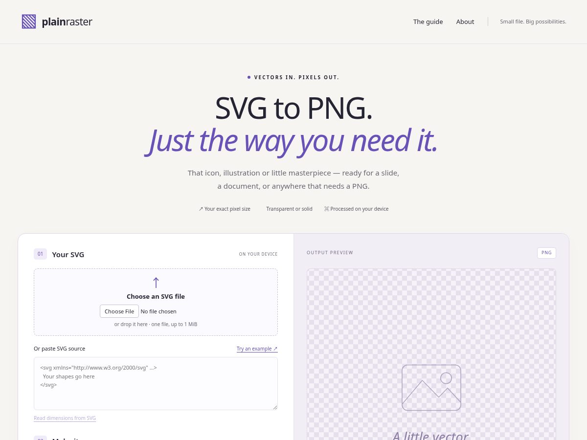 Landing-page snapshot of plainraster.com
