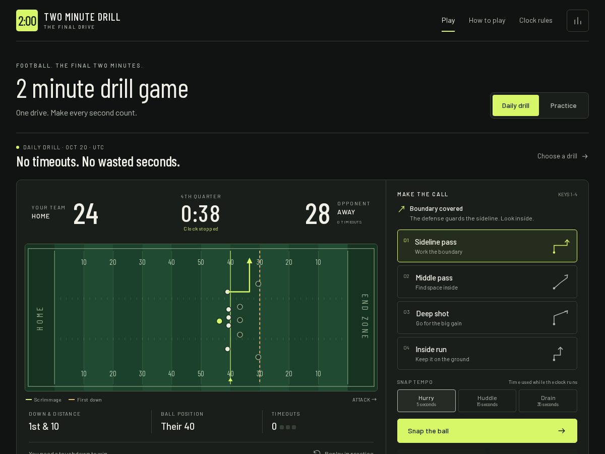 Landing-page snapshot of play2minutedrill.com