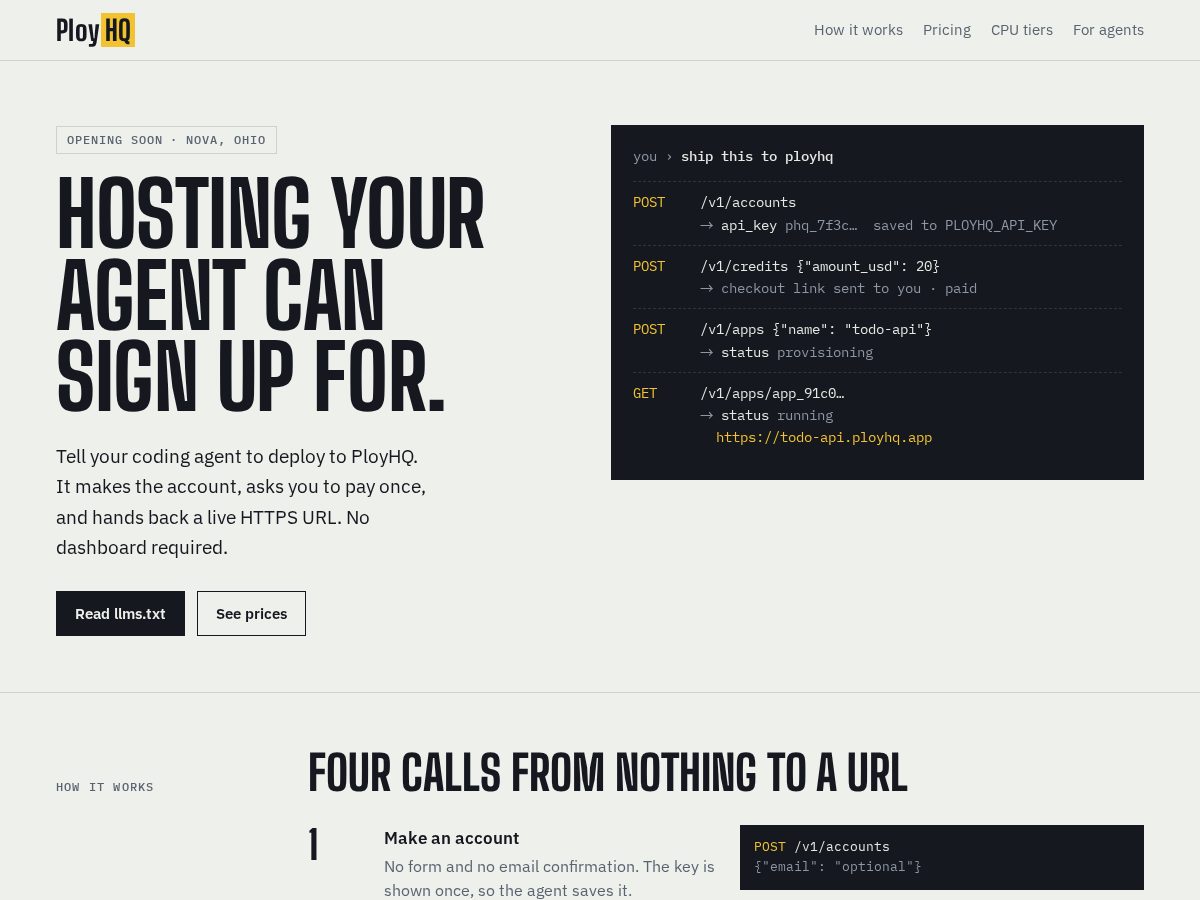 Landing-page snapshot of ployhq.com