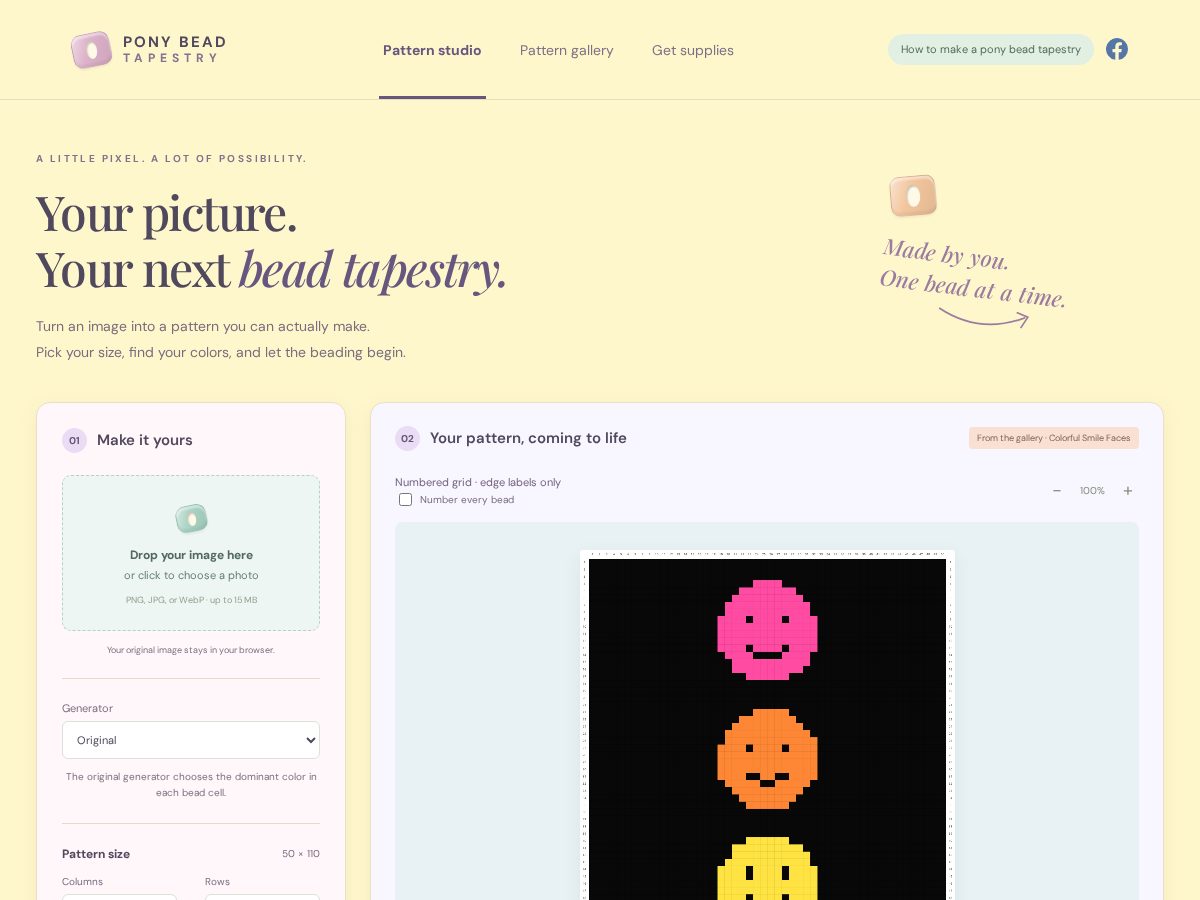 Landing-page snapshot of ponybeadtapestry.com