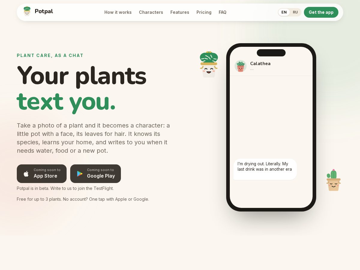 Landing-page snapshot of potpal.app