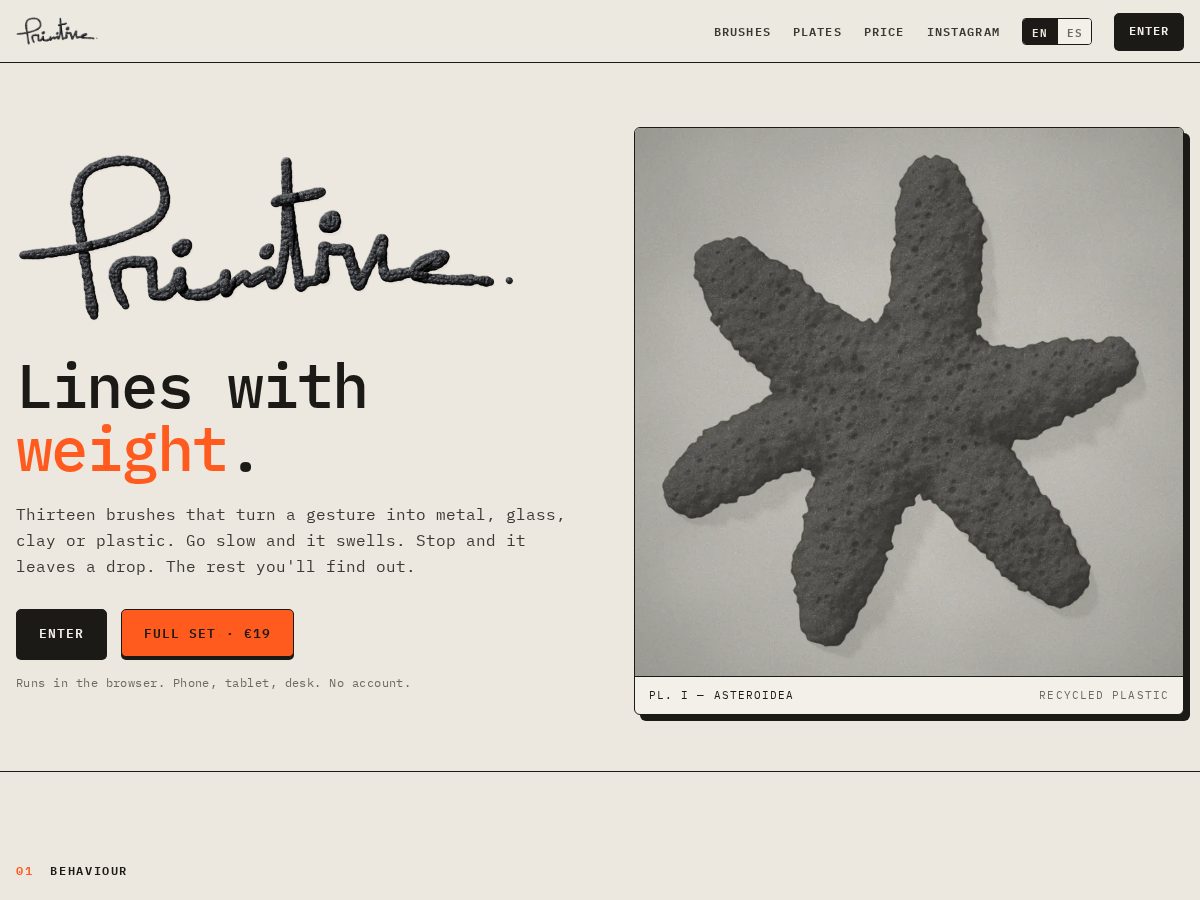Landing-page snapshot of primitive-tools.com