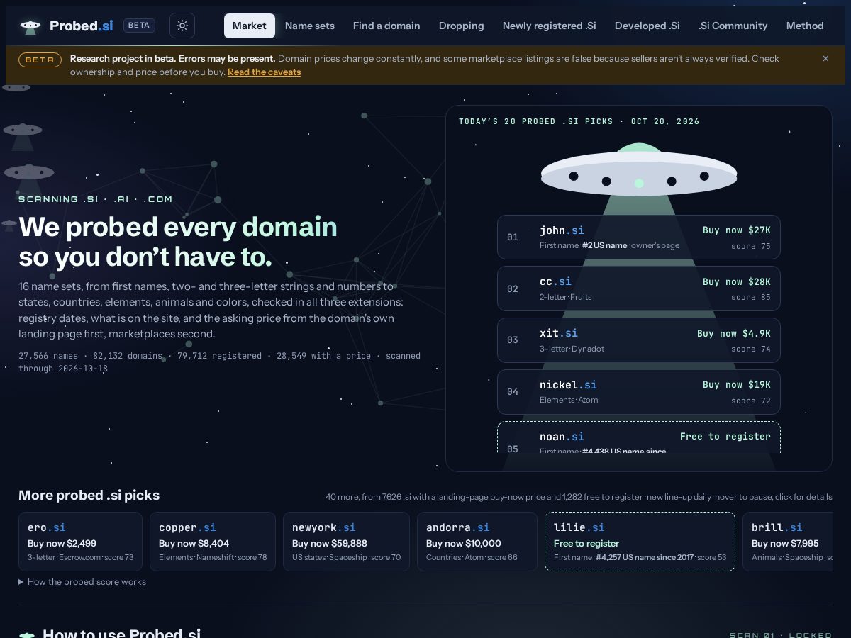Landing-page snapshot of probedsi.com