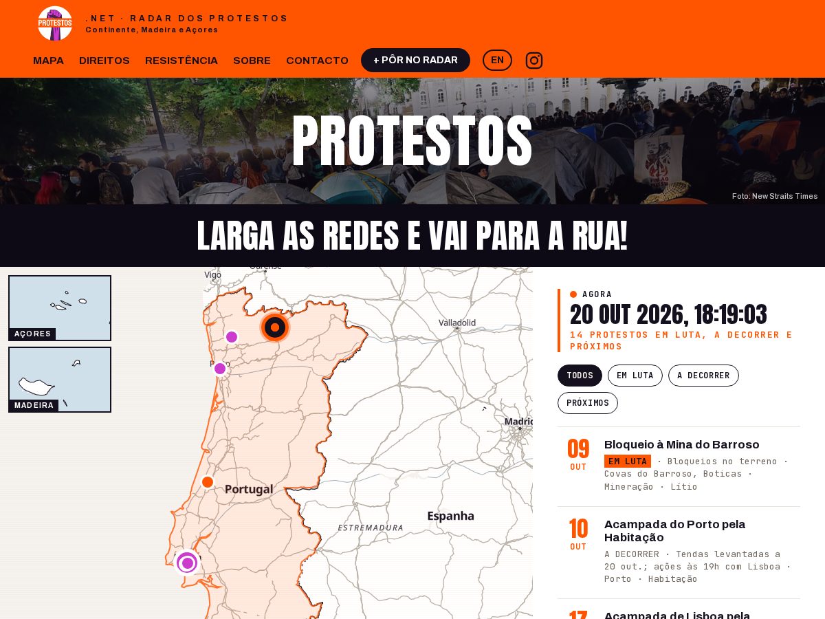 Landing-page snapshot of protestos.net