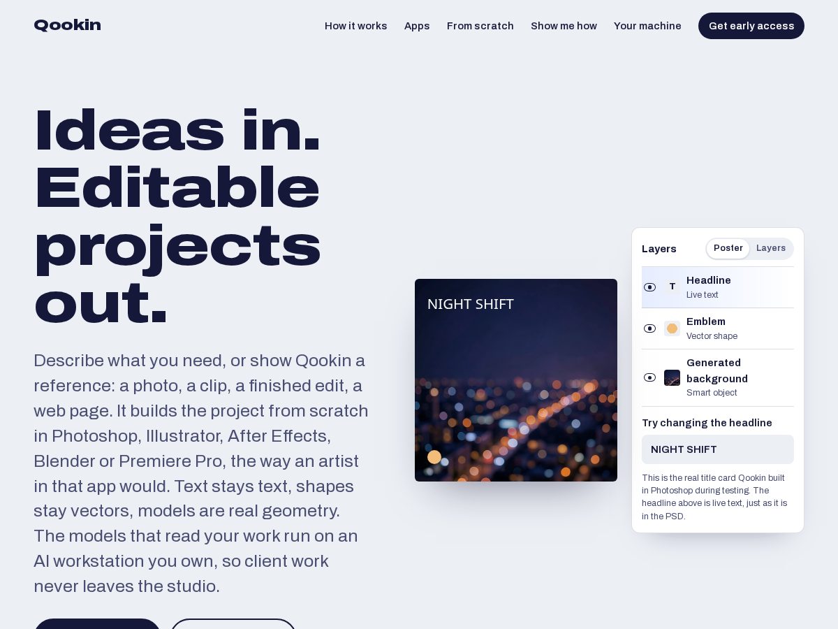 Landing-page snapshot of qookin.com