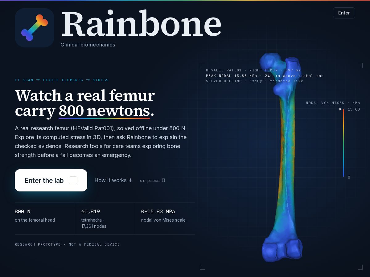 Landing-page snapshot of rainbone.health