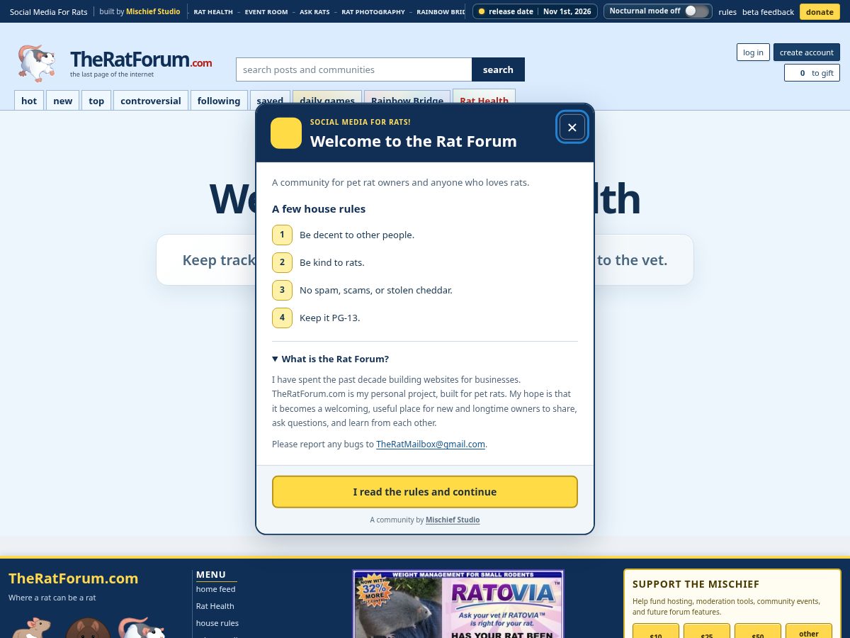Landing-page snapshot of ratvet.com