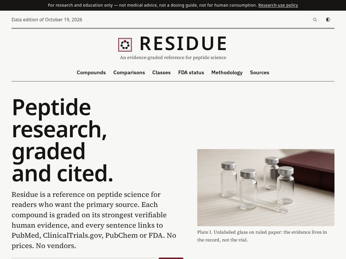 Landing-page snapshot of residue.info
