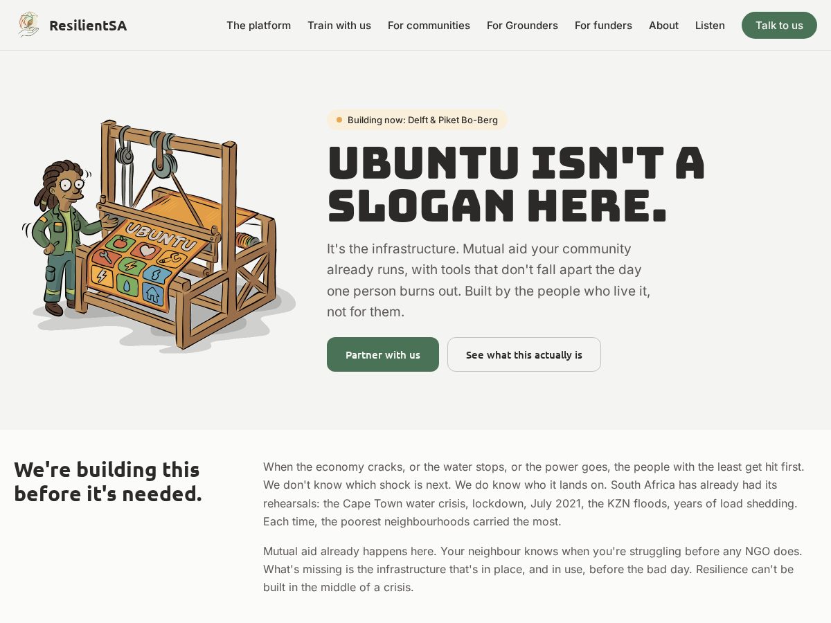 Landing-page snapshot of resilientsa.org