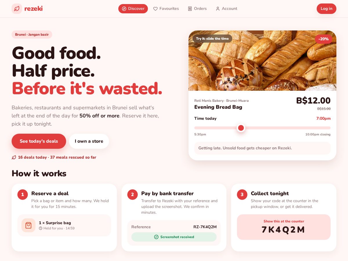 Landing-page snapshot of rezeki.app