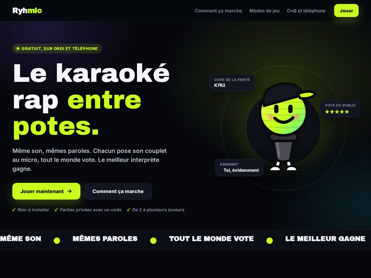 Landing-page snapshot of ryhmic.tech