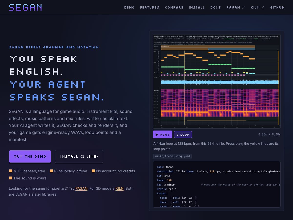 Landing-page snapshot of segan.top