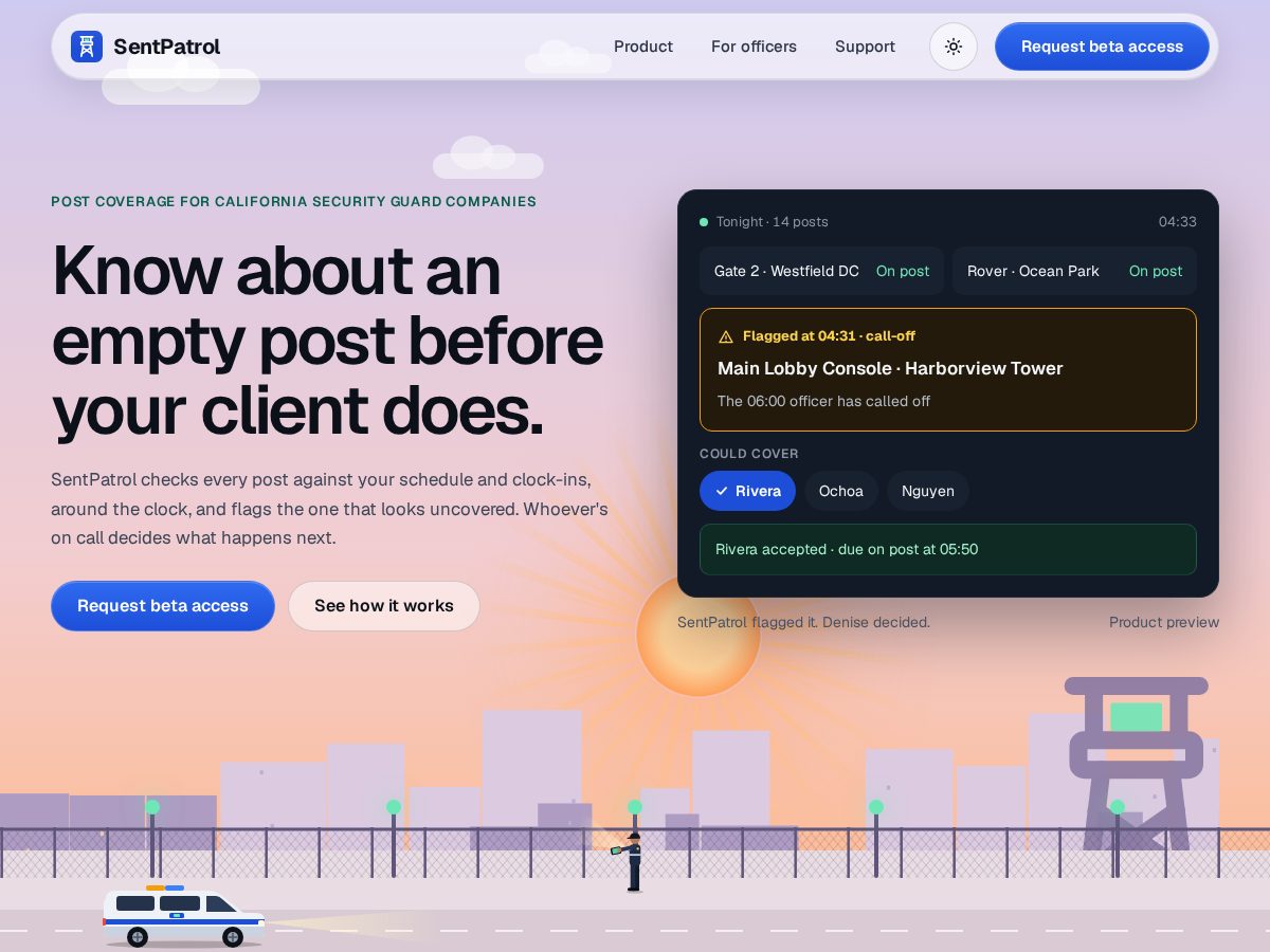 Landing-page snapshot of sentpatrol.com