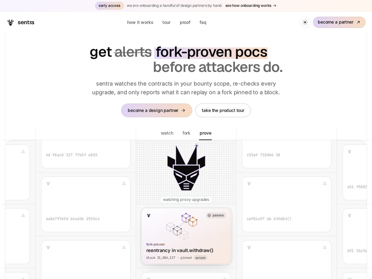 Landing-page snapshot of sentra.tools