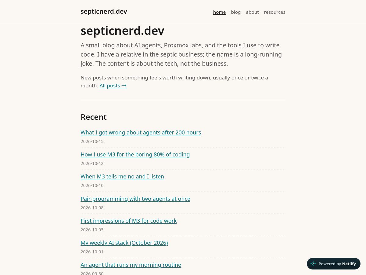 Landing-page snapshot of septicnerd.dev