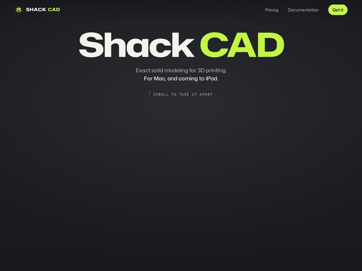 Landing-page snapshot of shackcad.com