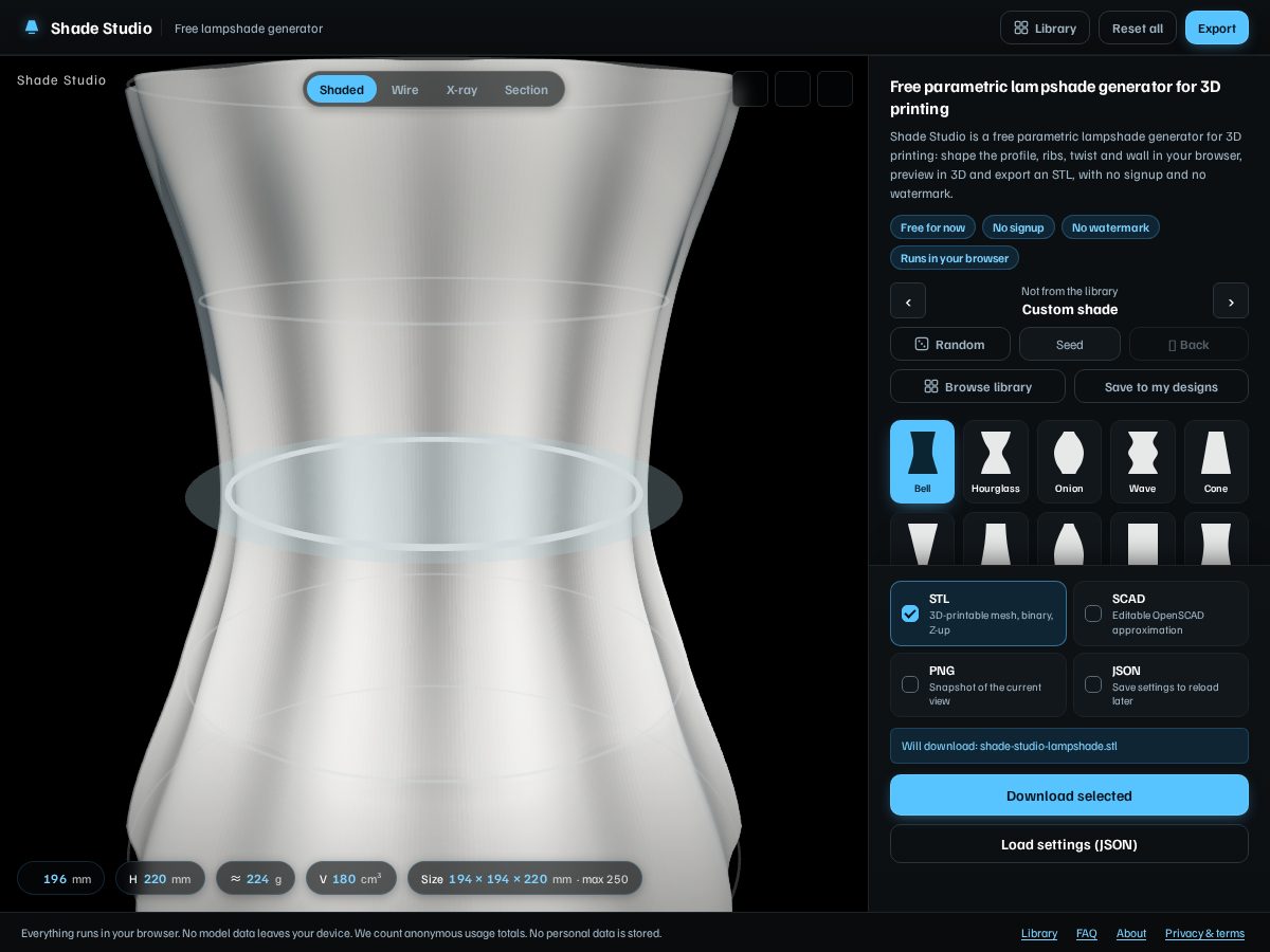 Landing-page snapshot of shadestudio.space