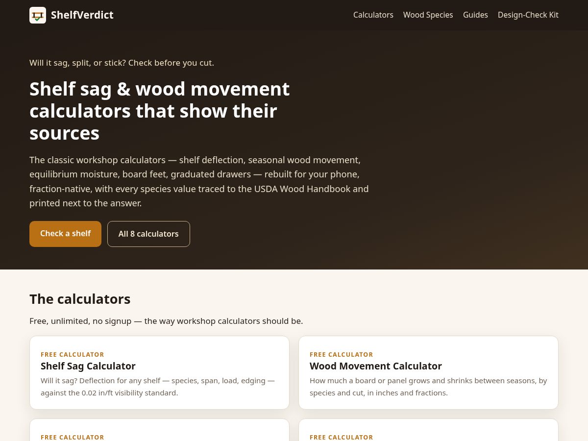 Landing-page snapshot of shelfverdict.com