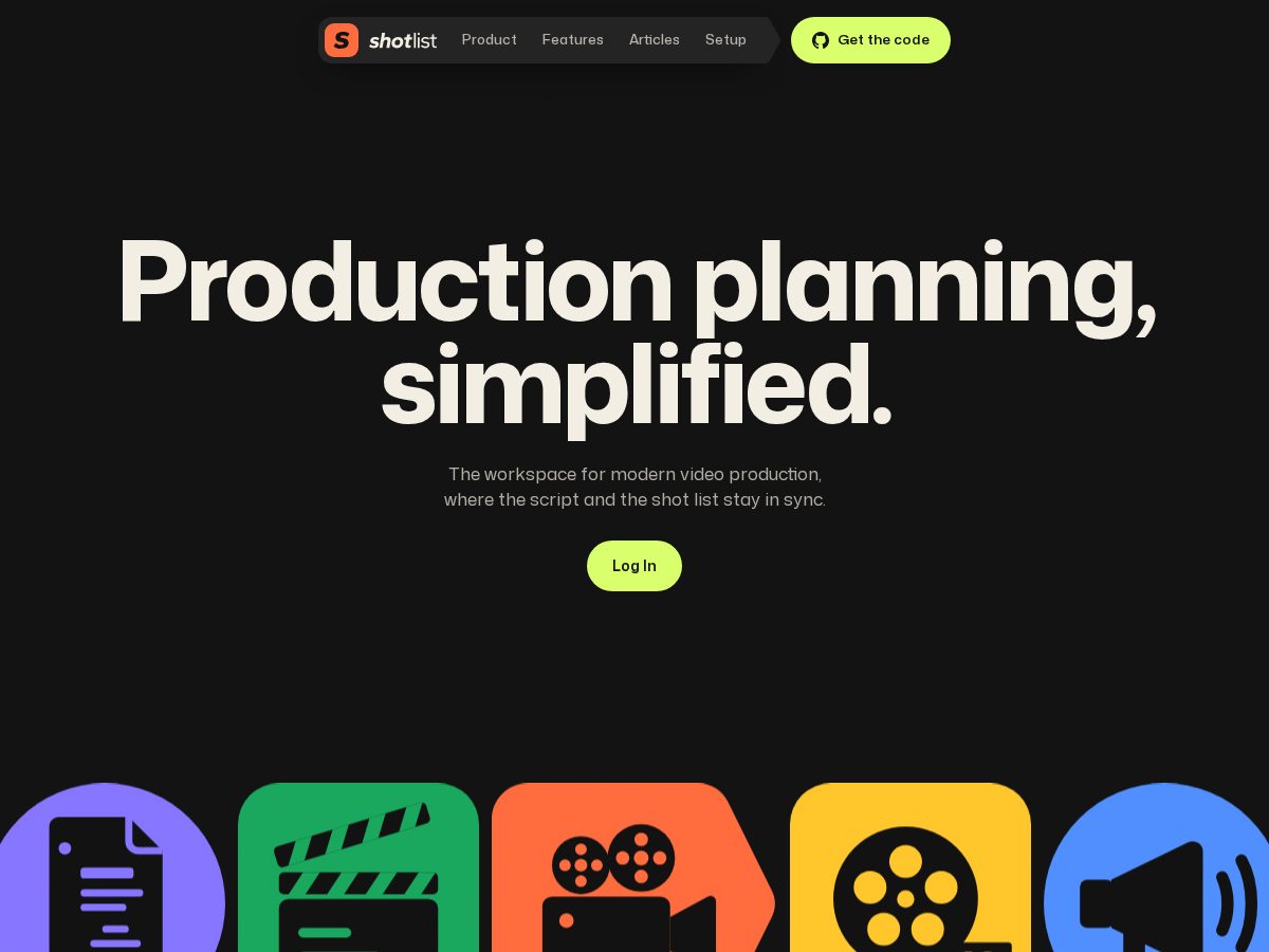 Landing-page snapshot of shotlist.video