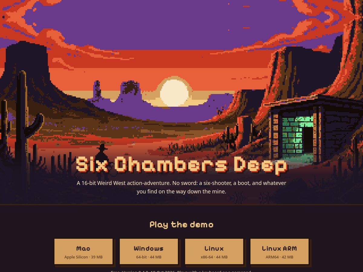 Landing-page snapshot of sixchambersdeep.com