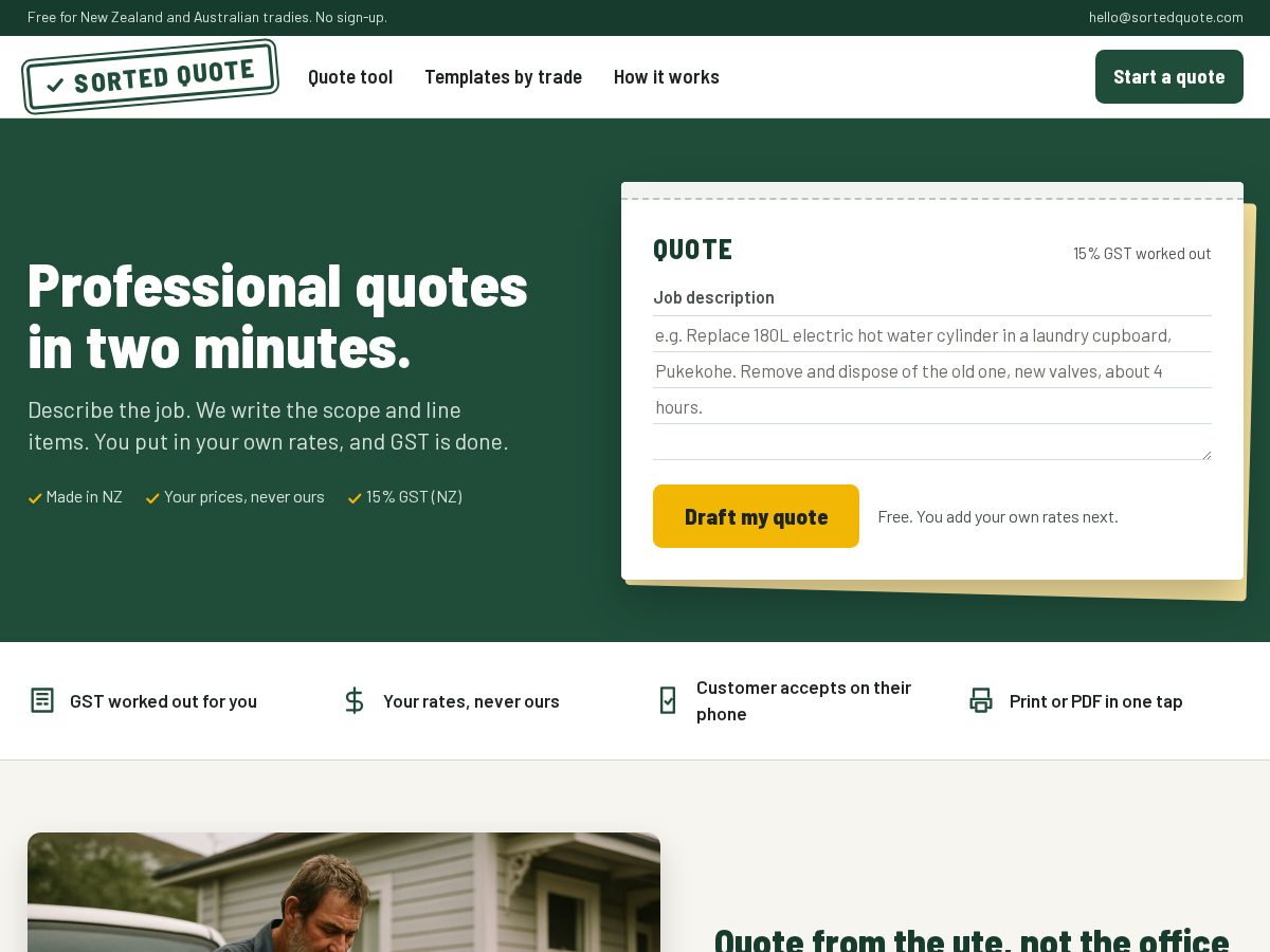 Landing-page snapshot of sortedquote.com