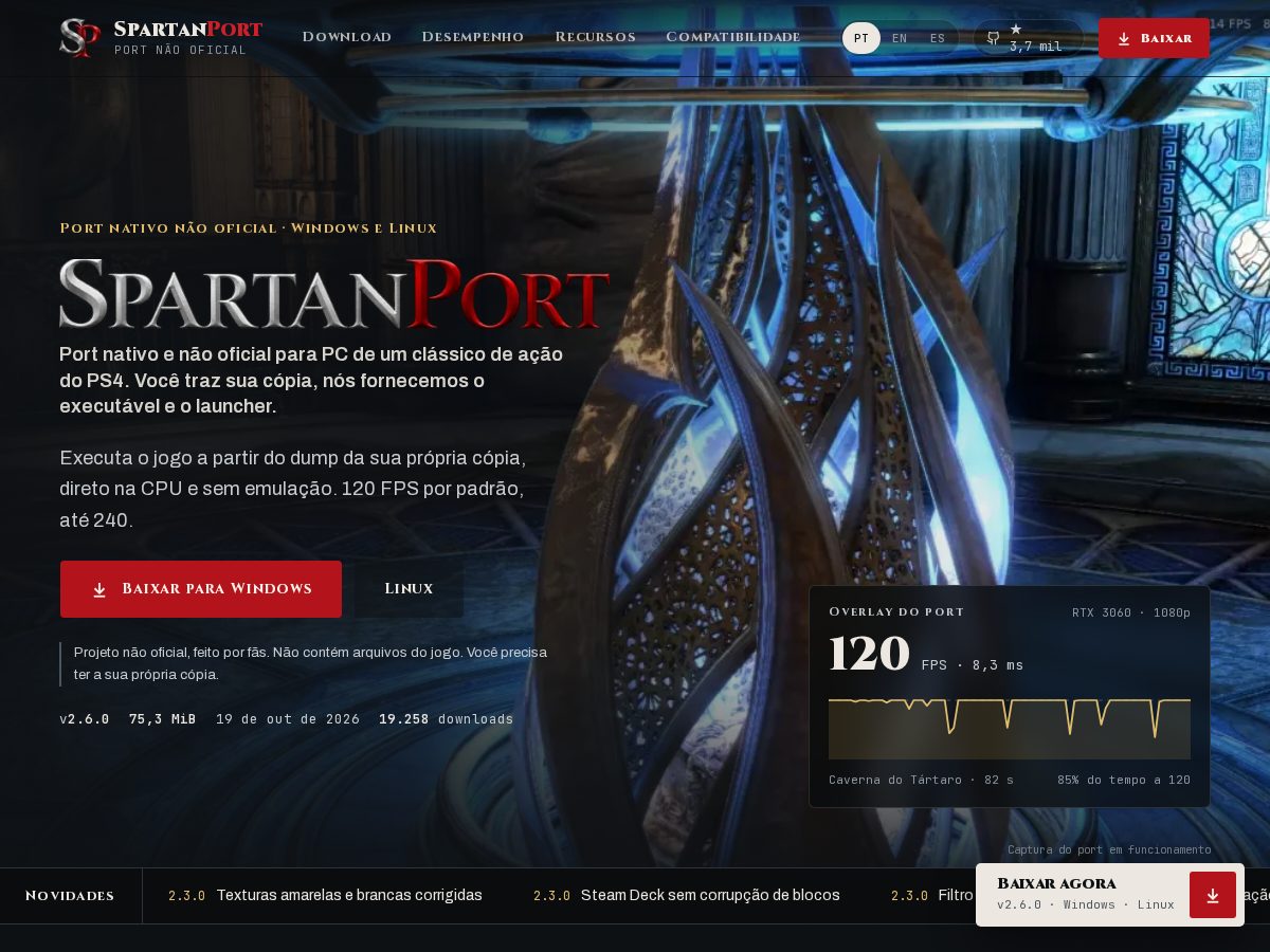 Landing-page snapshot of spartanport.com