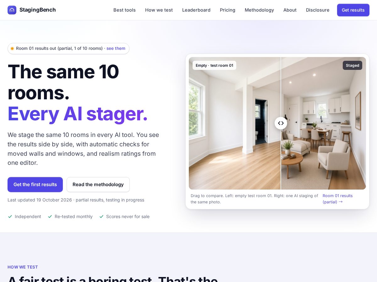 Landing-page snapshot of stagingbench.org