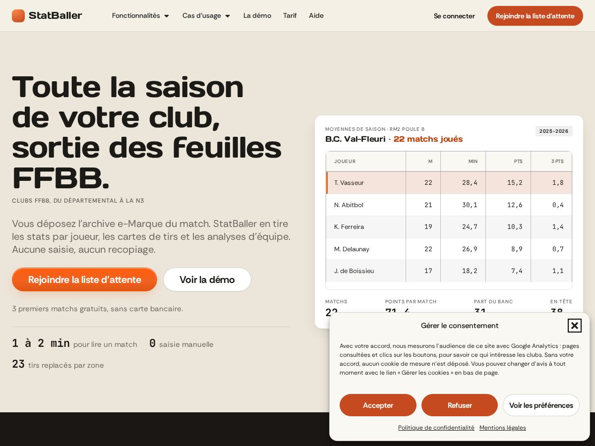 Landing-page snapshot of statballer.com