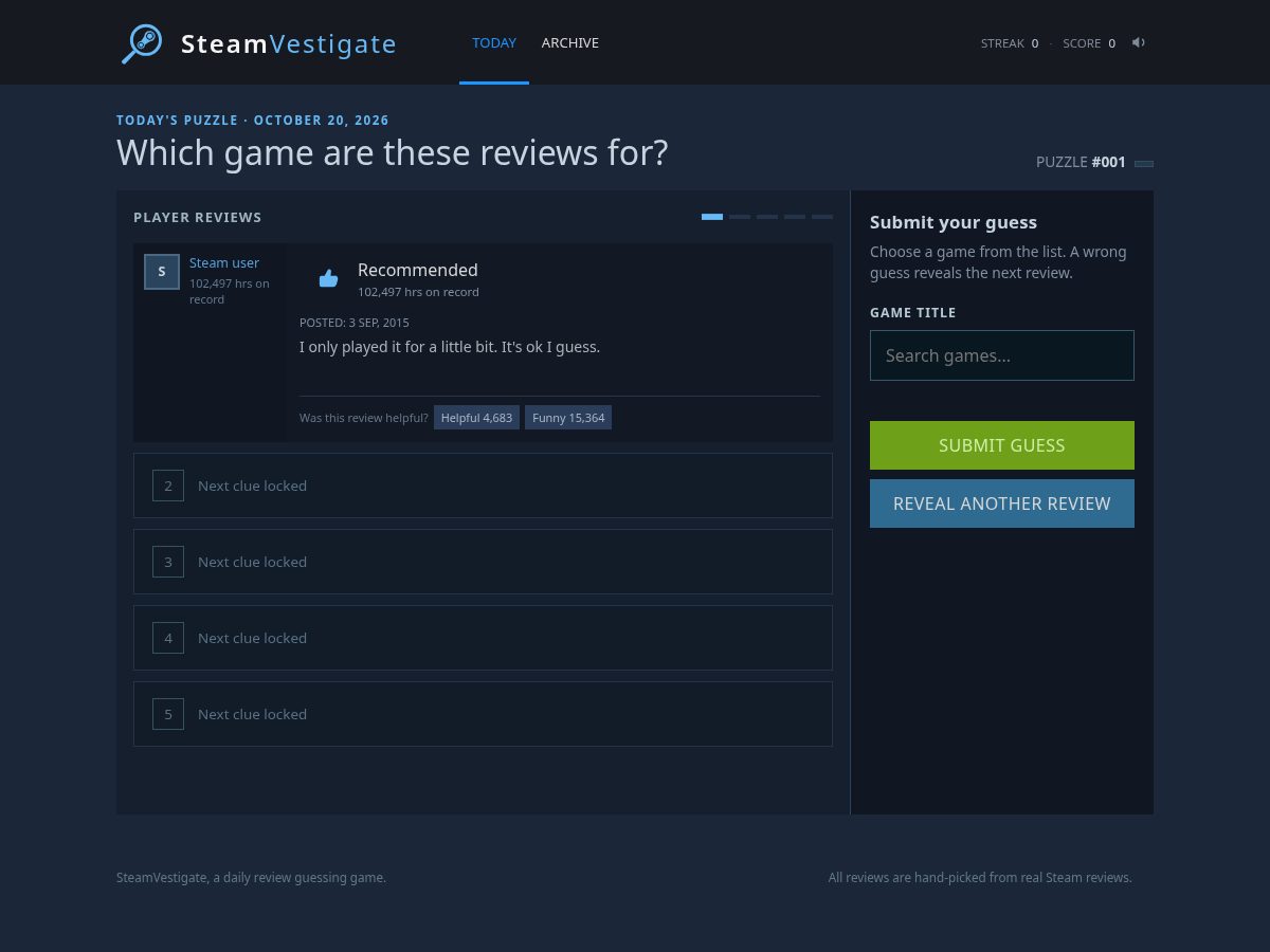 Landing-page snapshot of steamvestigate.com
