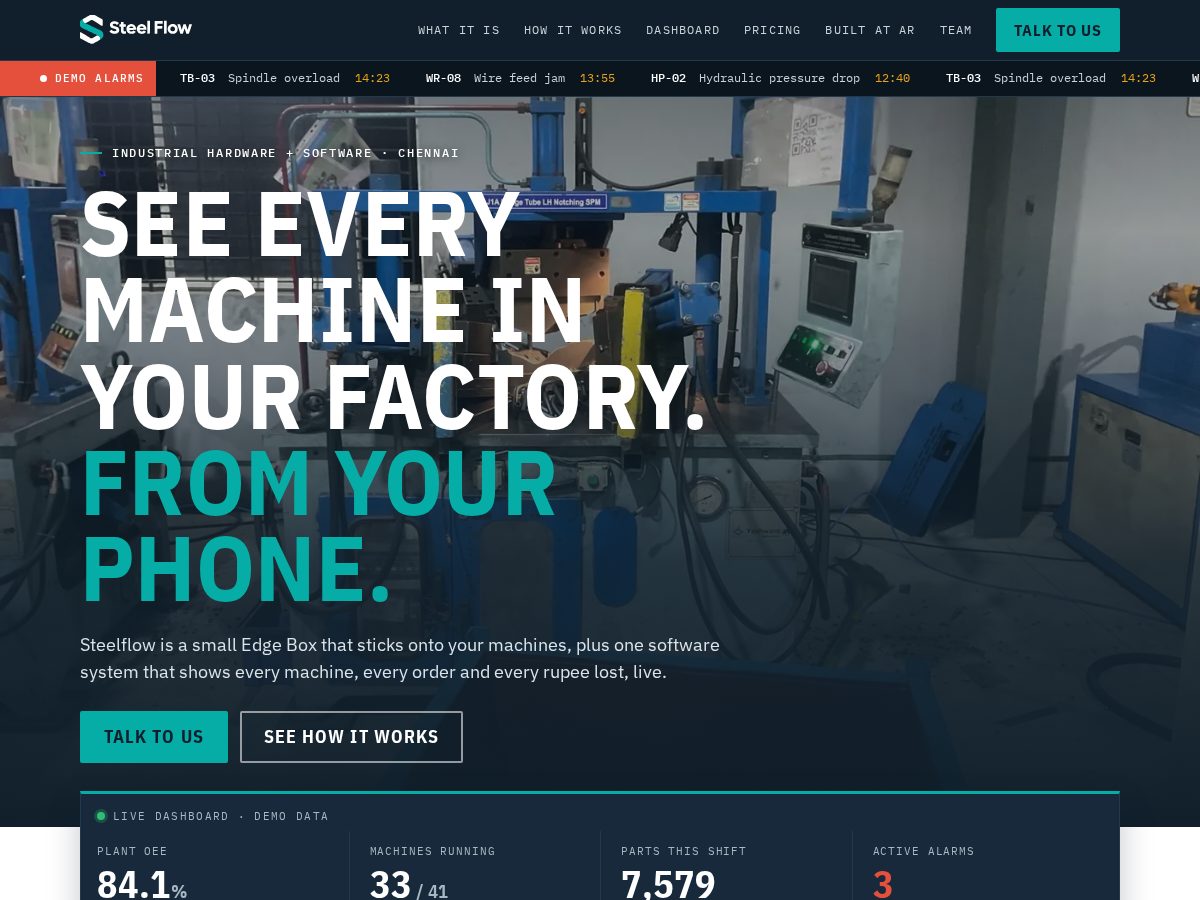 Landing-page snapshot of steelflow.site