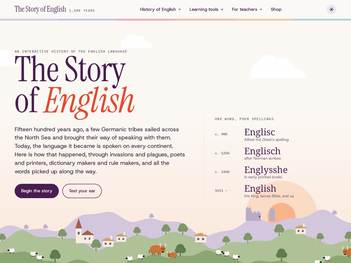 Landing-page snapshot of storyofenglish.com