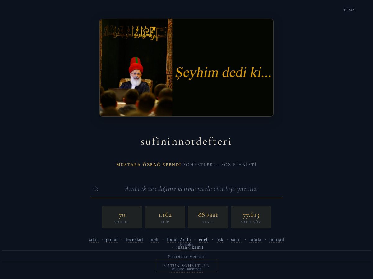 Landing-page snapshot of sufininnotdefteri.com