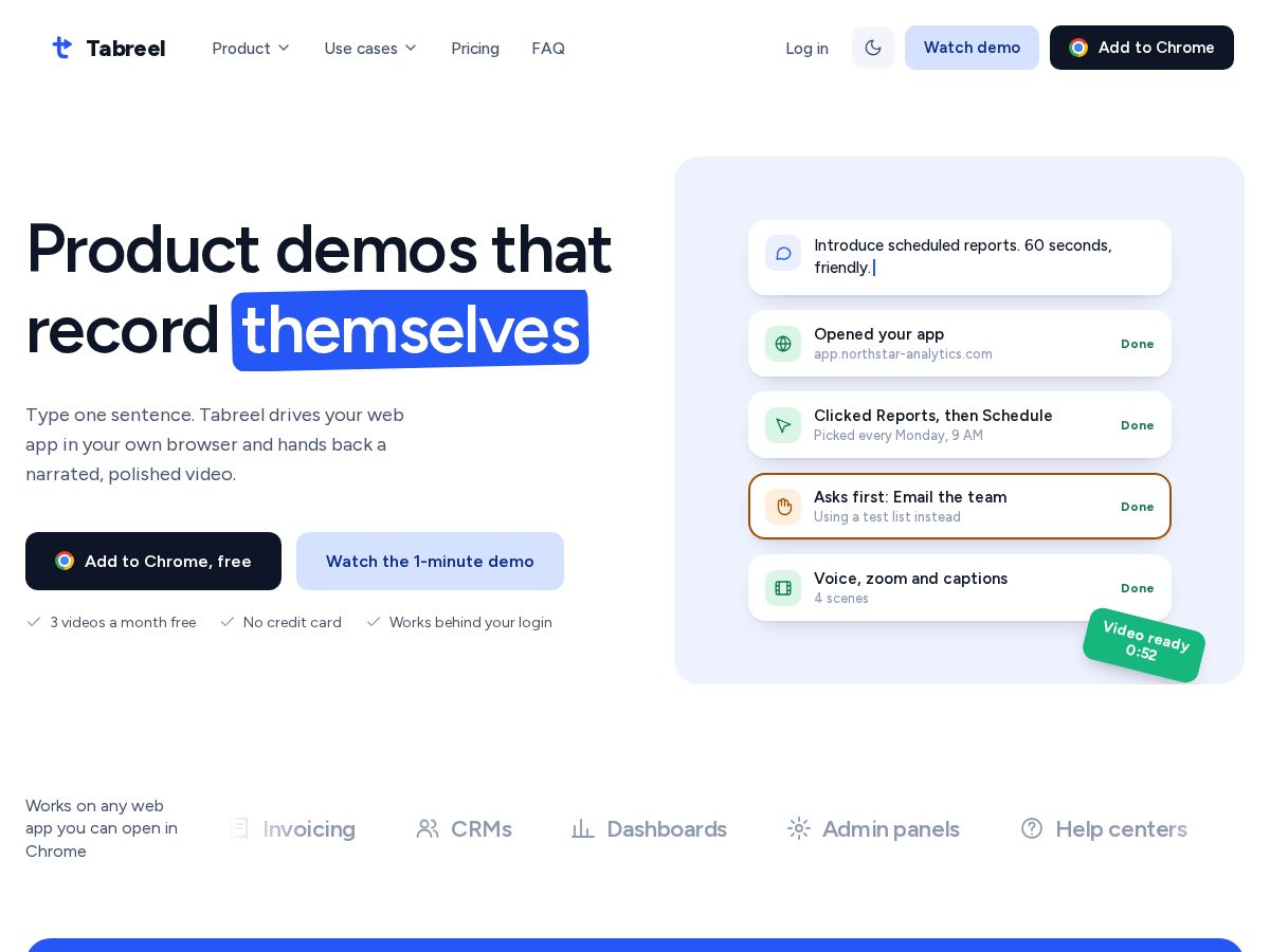 Landing-page snapshot of tabreel.com
