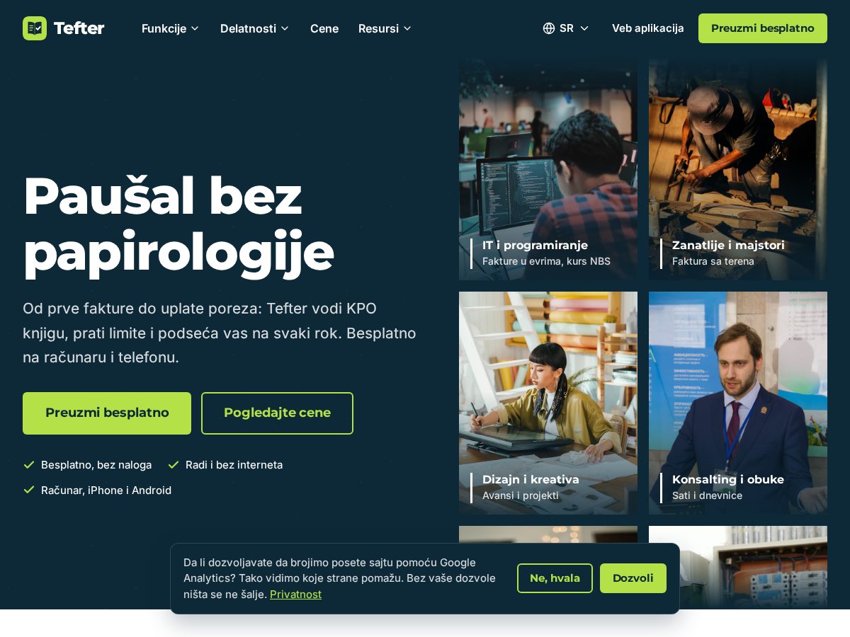 Landing-page snapshot of tefter.online
