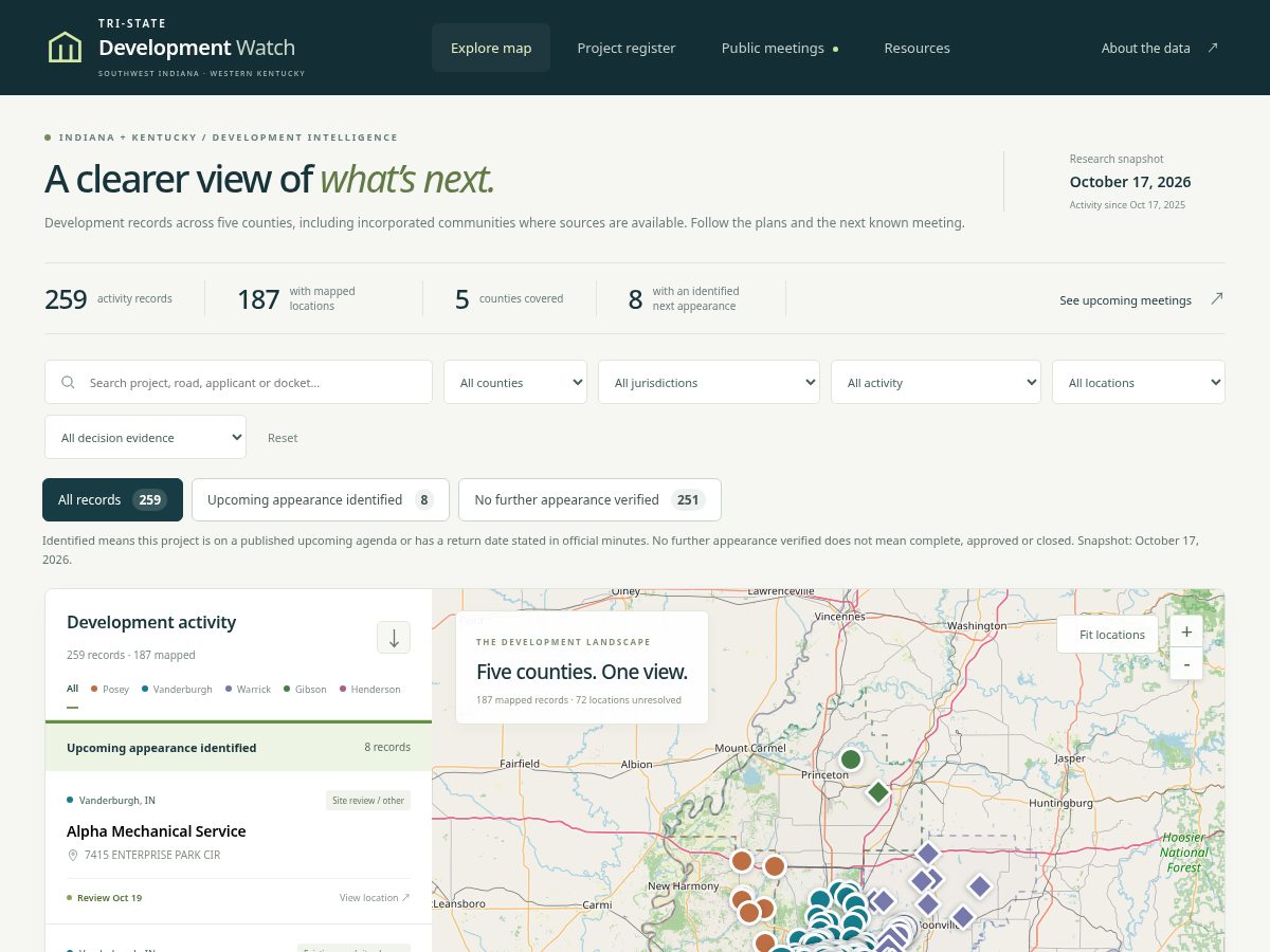 Landing-page snapshot of tristatedevelopmentwatch.com