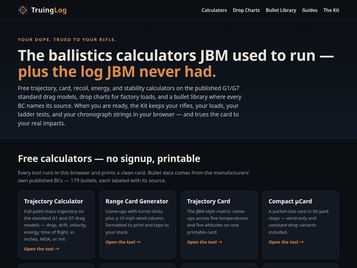 Landing-page snapshot of truinglog.com