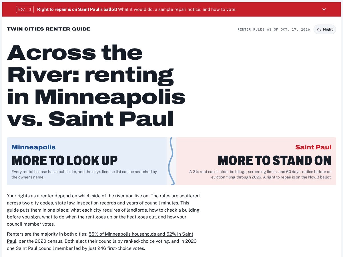 Landing-page snapshot of twincitiesrenter.com